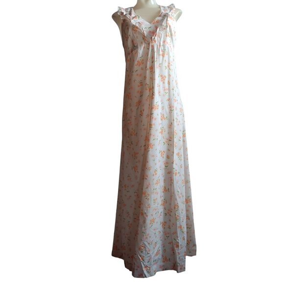 sz 8 Vintage 1970s 1of1 Handmade Floral Sleeveless Maxi Dress Ruffled Cross Back - Picture 1 of 6